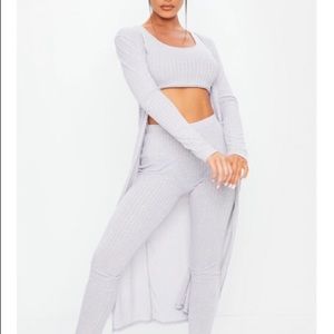 Grey knitted three piece leggings set